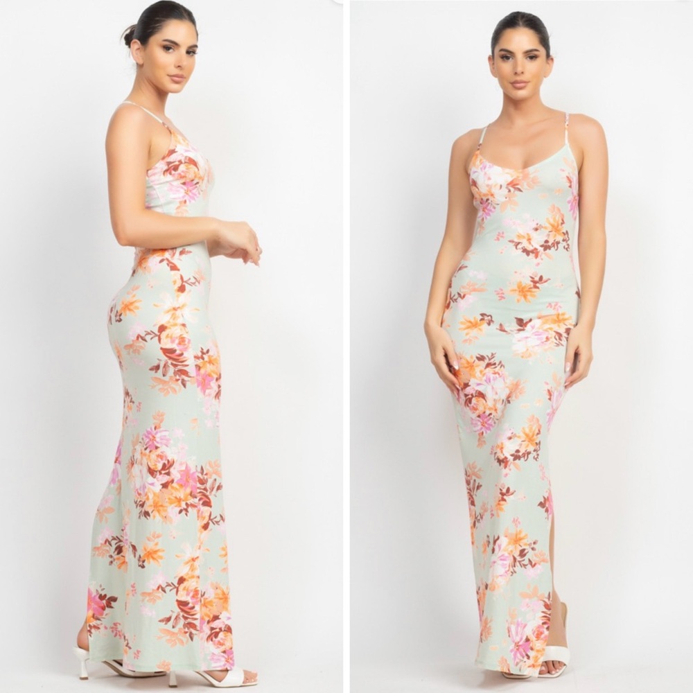 Sage floral print maxi dress - Picture 3 of 7